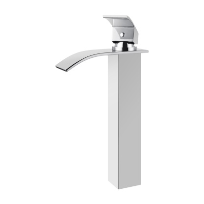 Bathroom Basin Square Tall Mixer Tap Laundry Sink Vanity Counter Top Waterfall Spout Faucet Chrome/Black