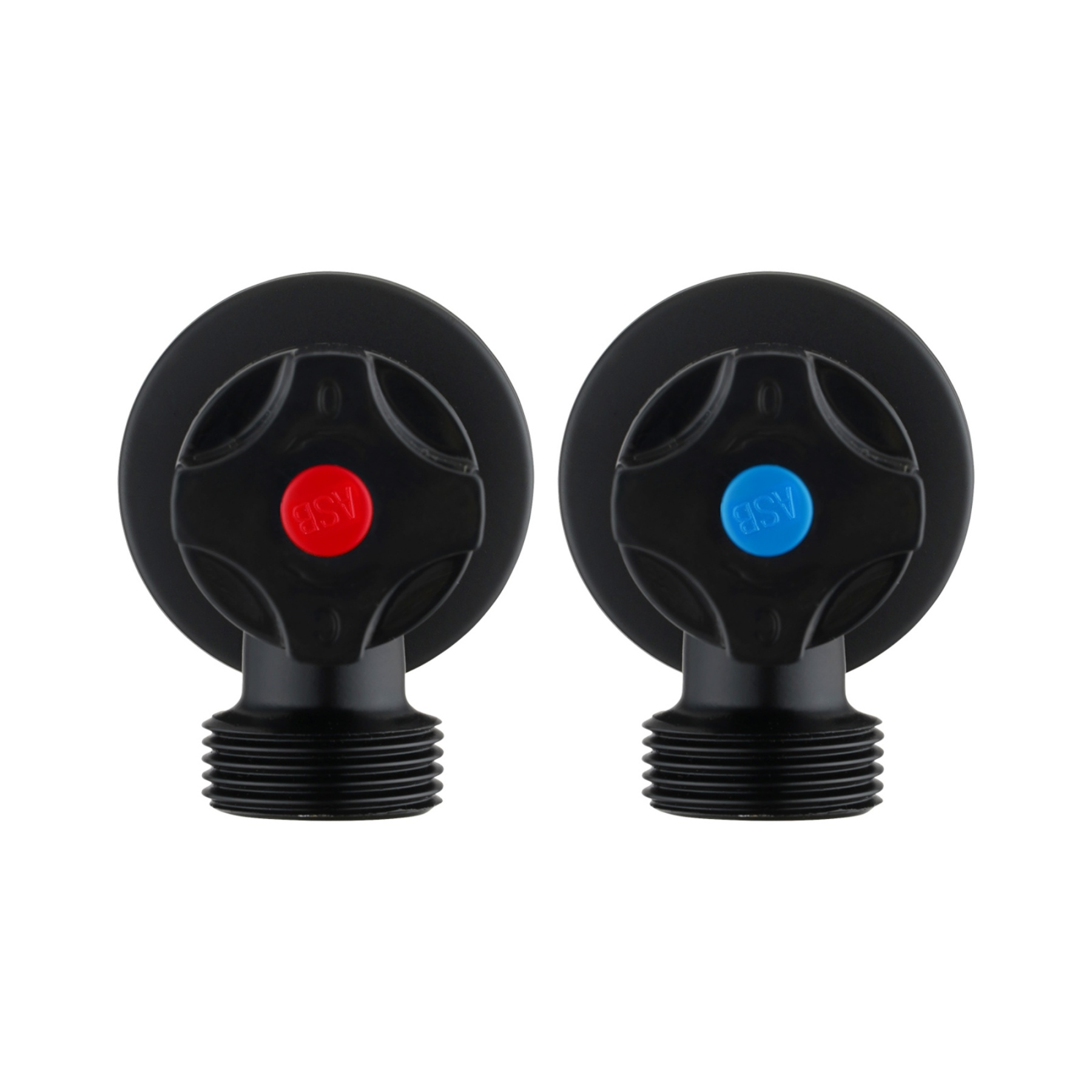 Round Brass Pair Laundry Washing Machine Taps 1/4 Turn Wall Twin Taps Hot and Cold Water Taps Chrome / Black