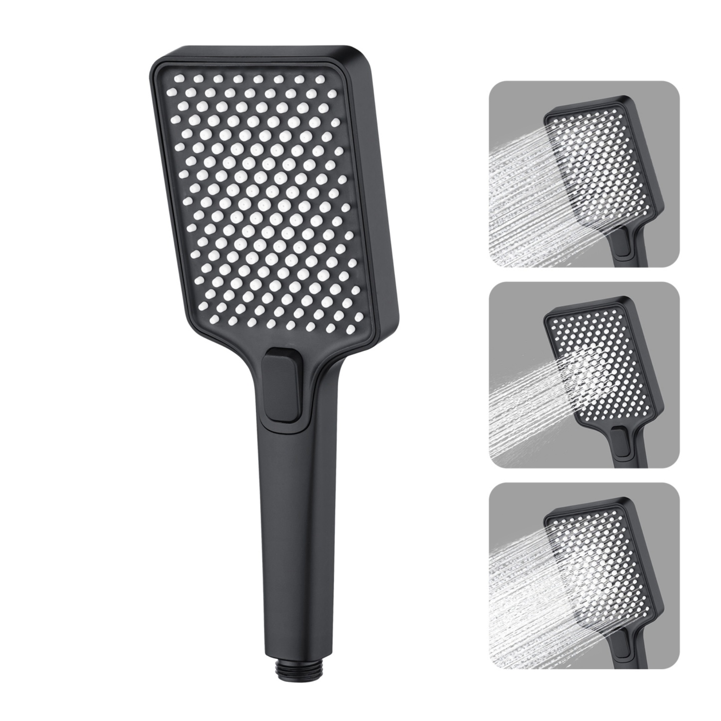 3 Mode Spray Function Square Bathroom Handheld Shower Head High Pressure Bath Shower Rose Chrome/Black