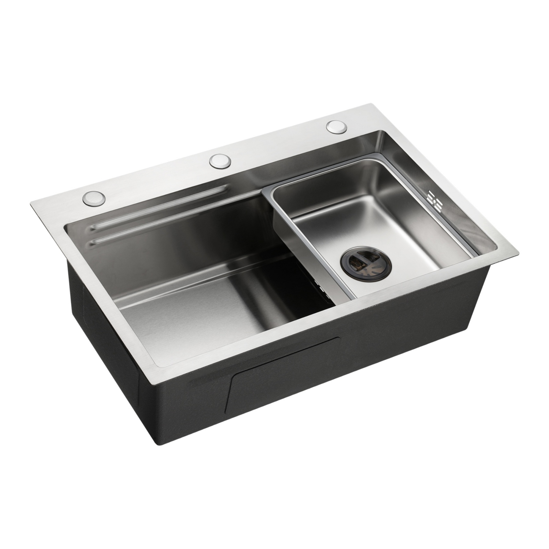 Stainless Steel Single Bowl Counter Top Control Kitchen Sink Smart Drainage Detachable Colander Satin Brush/Dark Grey/Yellow Gold