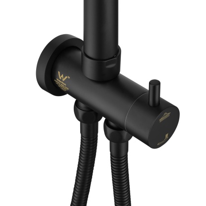 Bathroom Wall Mounted Round Gooseneck Adjustable Twin Shower Rail Body Wall Arm Shower Hose Diverter Sliding Rail Chrome/Matte Black