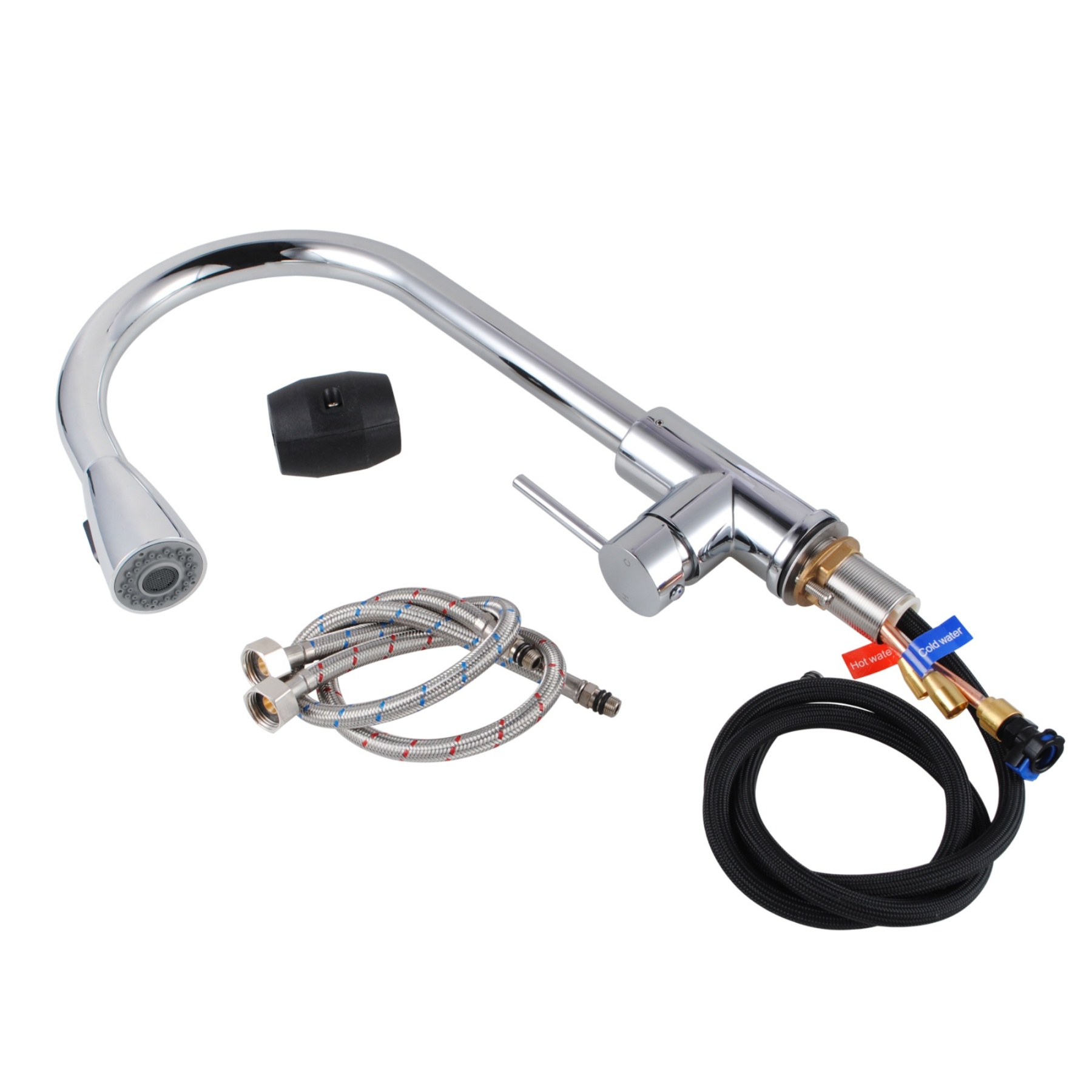 2 Functions Chrome Pull Out Kitchen Sink Basin Mixer Tap Brass 360° Swivel Spout Kitchen Faucet WELS