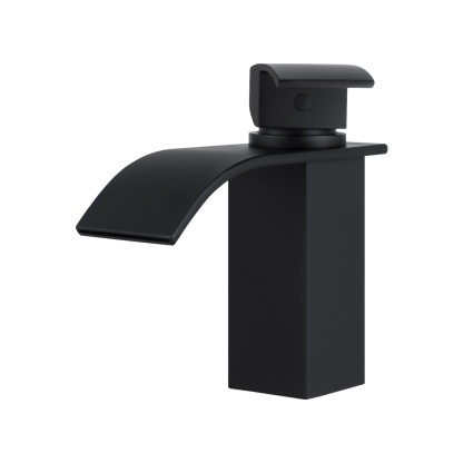 Square Brass Bathroom Basin Mixer Tap Laundry Sink Waterfall Spout Vanity Faucet Chrome/Black
