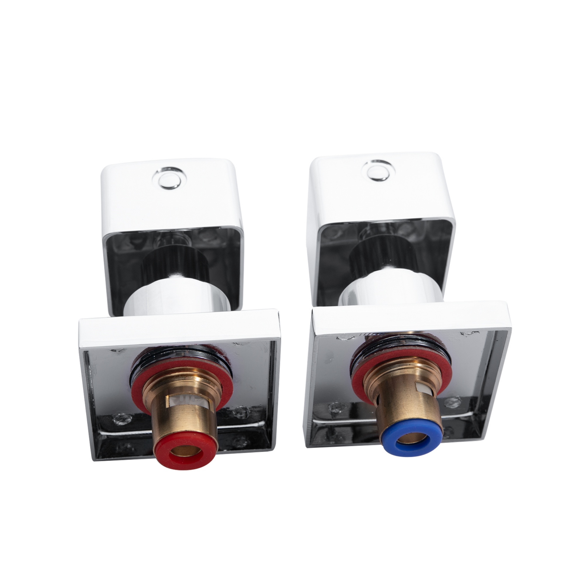 Bathroom 1/4 Turn Square Brass Shower Wall Tap Set Bath Basin Wall Mounted Shower Head Hot and Cold Water Twin Taps