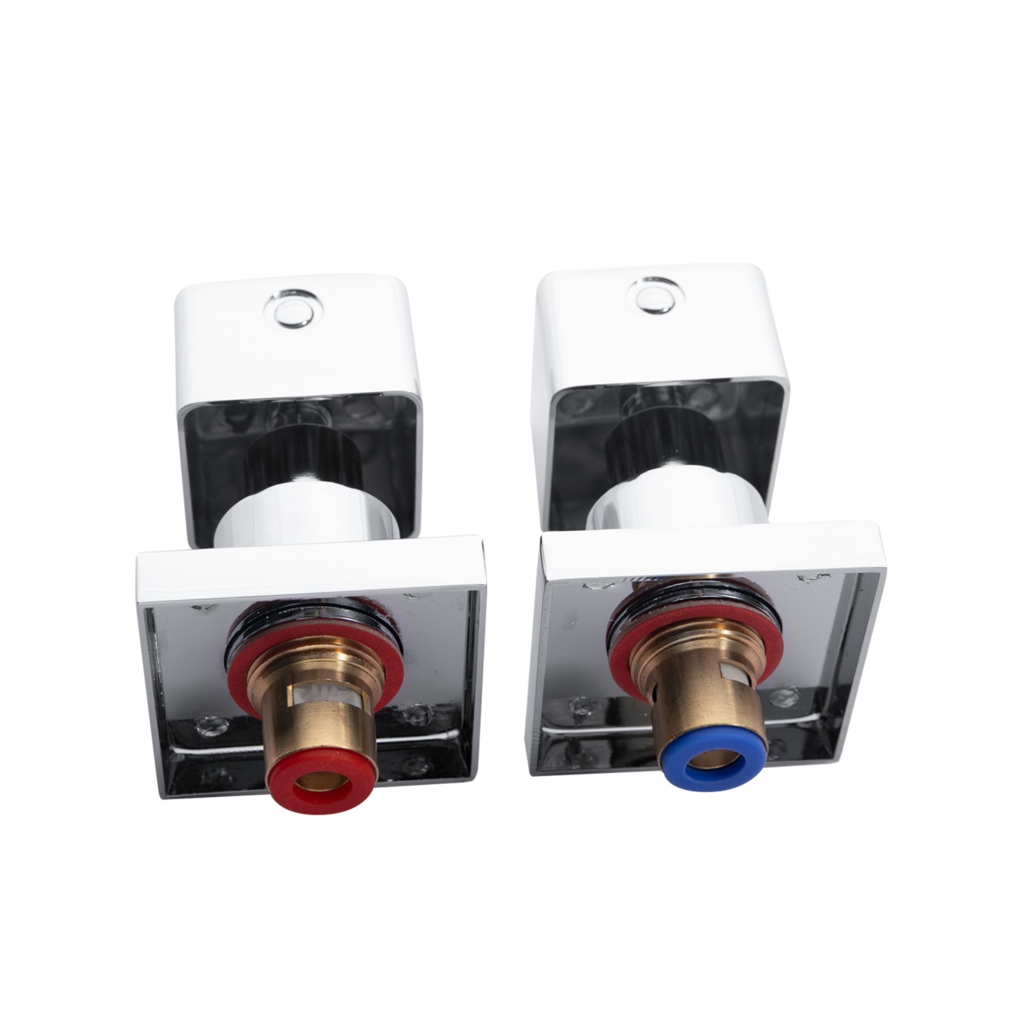 Bathroom 1/4 Turn Square Brass Shower Wall Tap Set Bath Basin Wall Mounted Shower Head Hot and Cold Water Twin Taps