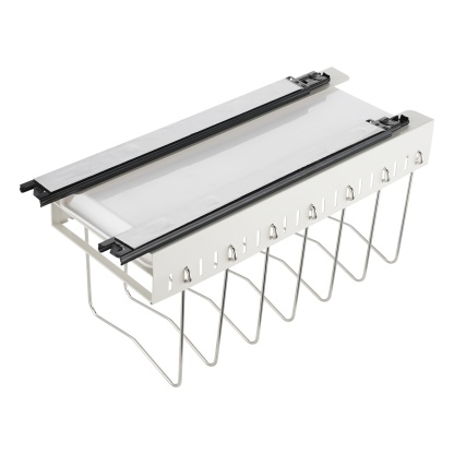 Under Cabinet Pull-Out Kitchen Cookware Storage Rack Pot Pan Organizer Holder Drain Tray Shelf Black/White