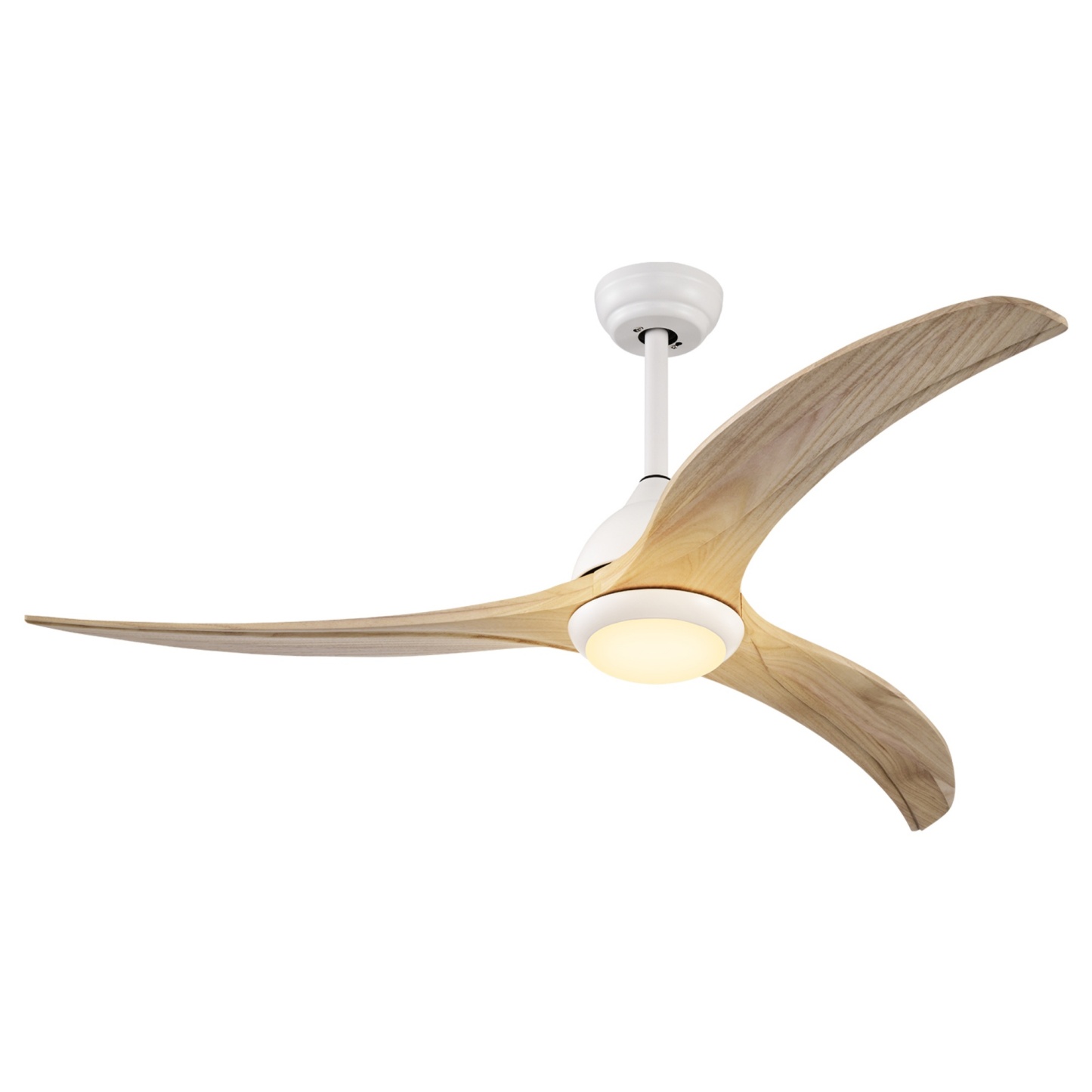 52'' Timber Wooden Blades Ceiling Fan Indoor/Under Cover Outdoor 6 Speed Reversible LED Light Remote Control Matt White & Natural/Matt Black & Ebony