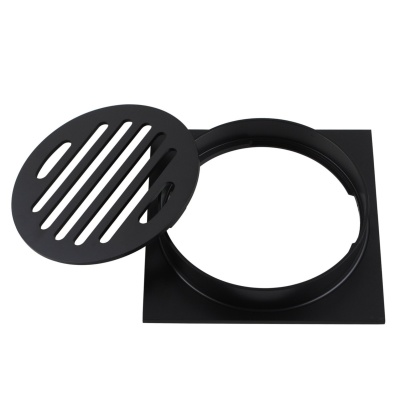 110mm Square Brass Bathroom Shower Drain Floor Waste Laundry Floor Water Outlet Chrome/Matte Black