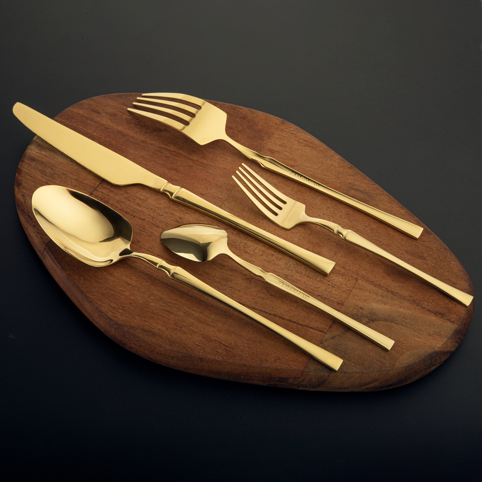  Cutlery Set Stainless Steel 30PCS Knife Dinner Salad Fork Tea Spoon Gold