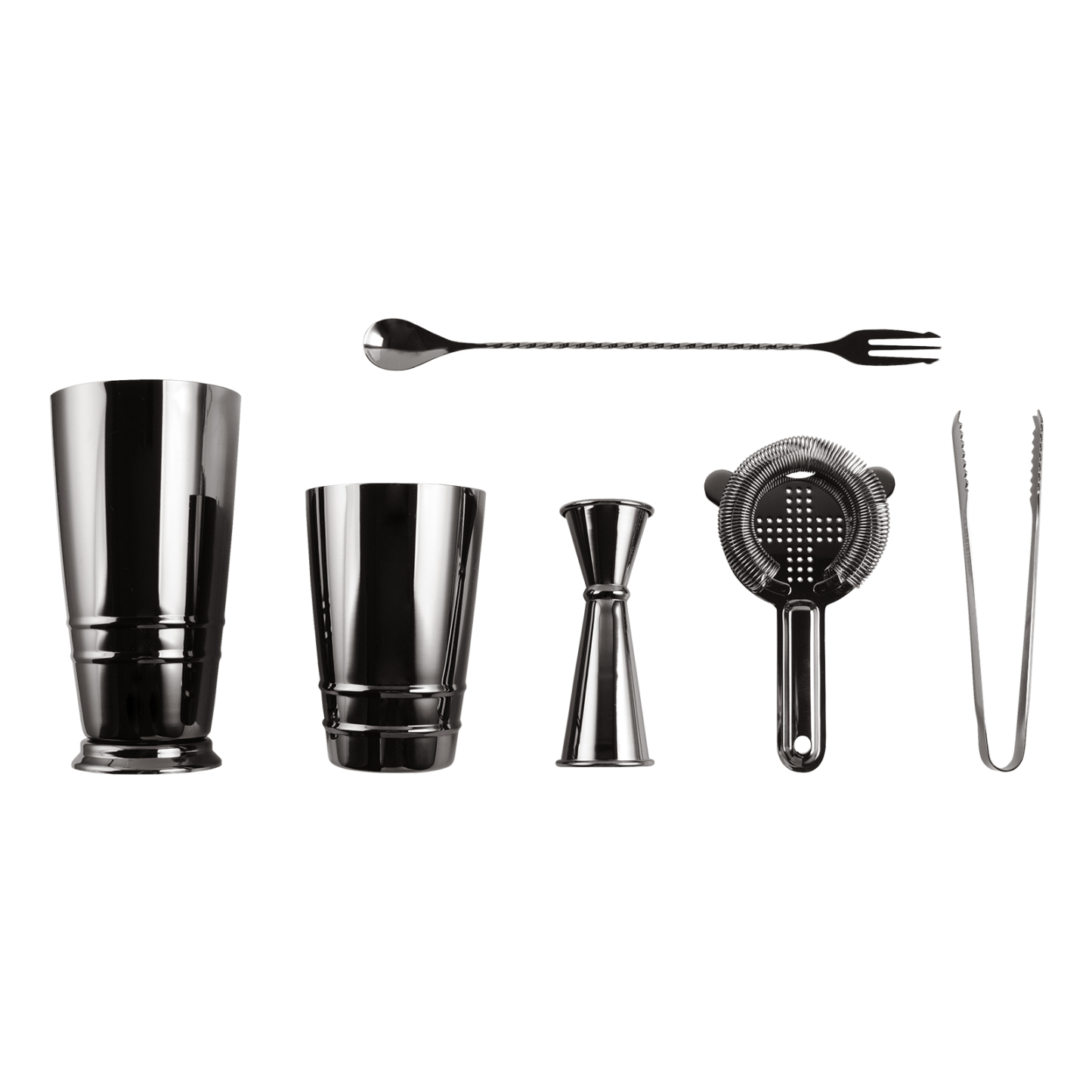 5pcs Black Cocktail Shaker Set Mixer Martini Spirits Bar Strainer Bartender Kit 720ml