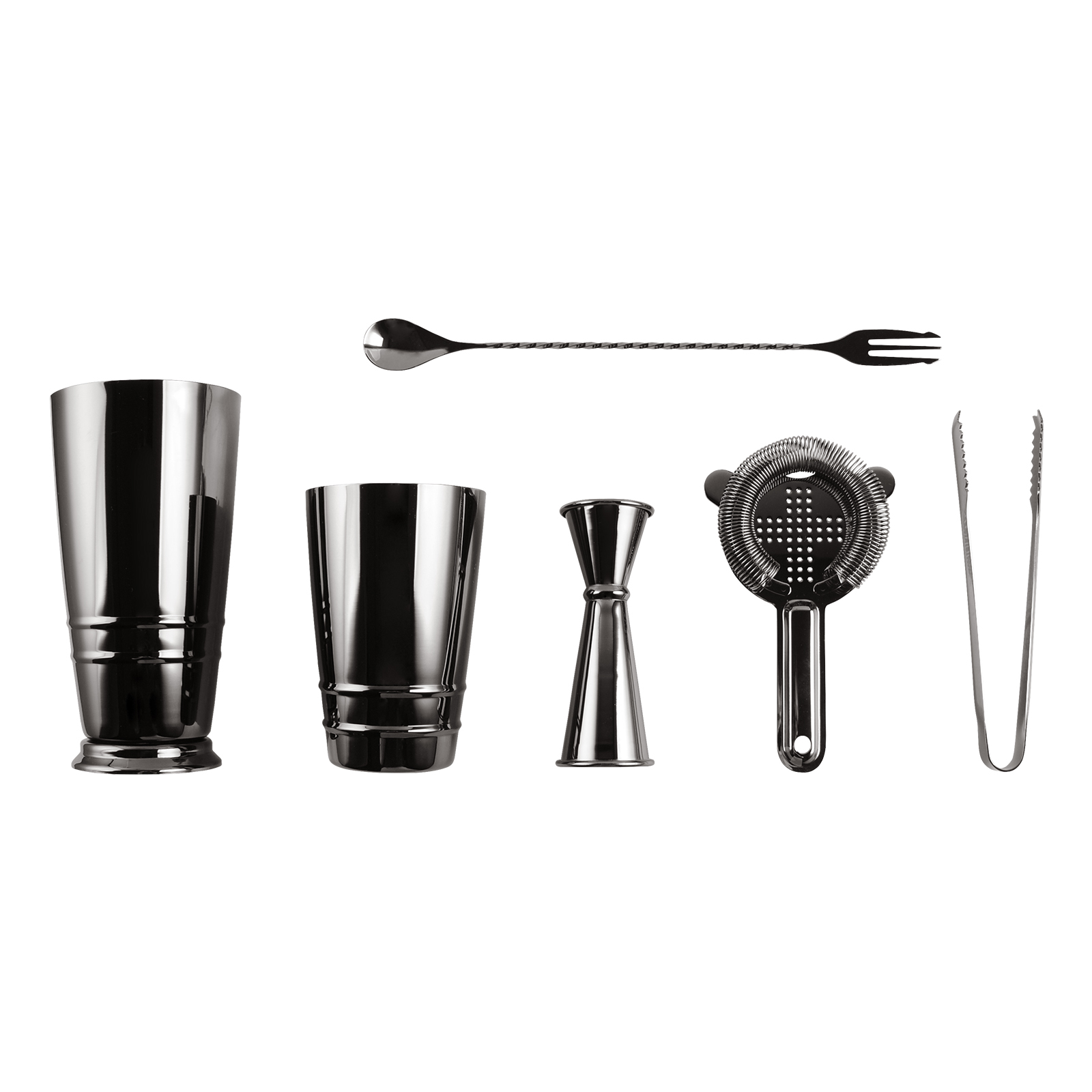 5pcs Black Cocktail Shaker Set Mixer Martini Spirits Bar Strainer Bartender Kit 720ml