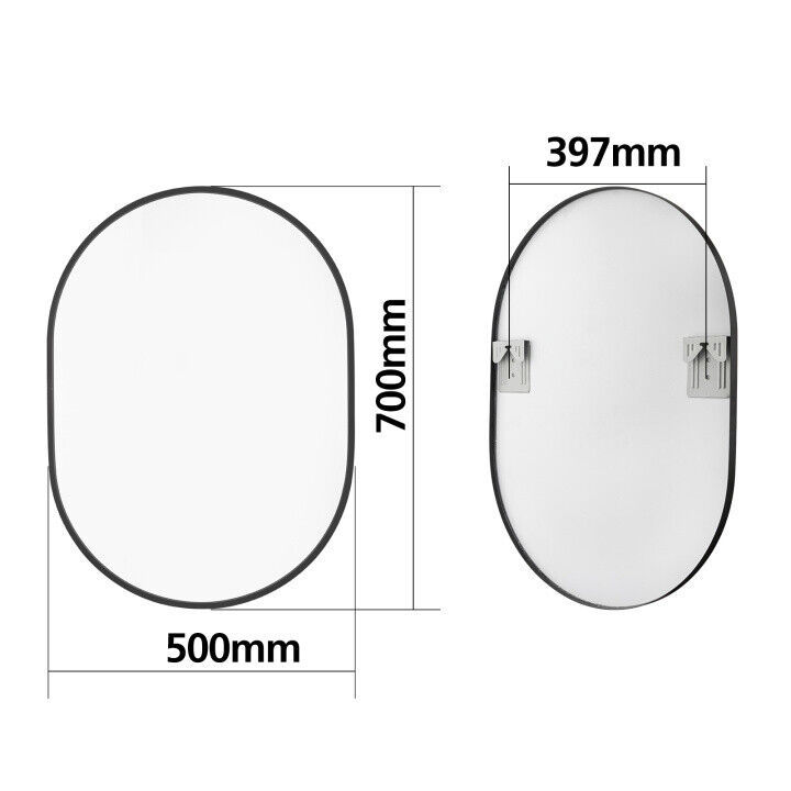 Oval Black Stainless Steel Frame Wall Bathroom Vanity Mirror Makeup Ho