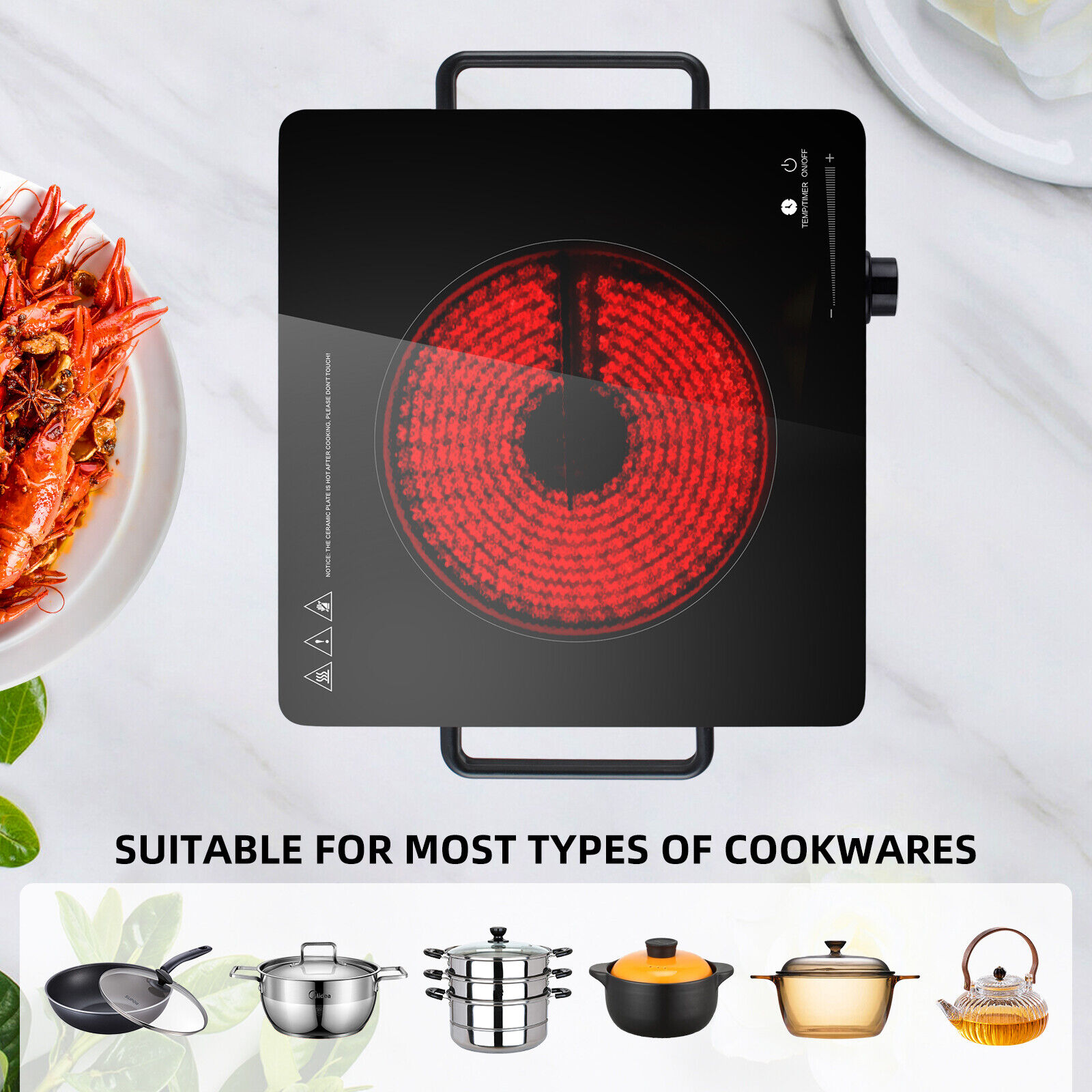 2200W Electric Infrared Ceramic Induction Cooktop Kitchen Cooker Hob Plate