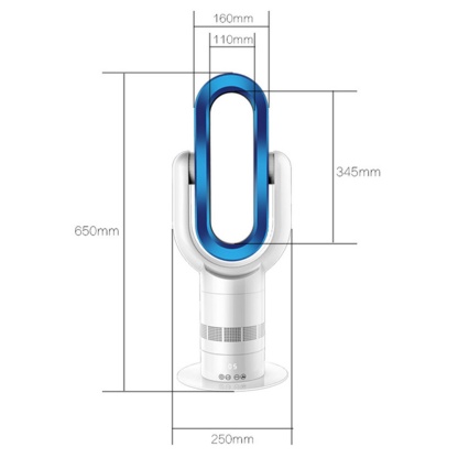 Electric Bladeless Fan Heat Cool Floor Fan Timer Remote Touch Control Silver/Blue