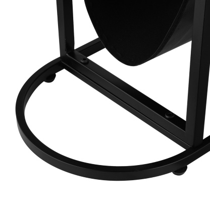 Oval Glass Tabletop Coffee Side Table Bedside Table with Magazine Storage Holder Black