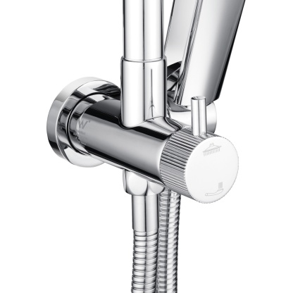 13'' Round Bathroom Rainfall Shower Head Set Gooseneck Shower Arm Diverter 4 Function High Pressure Handheld Shower Head Rose Chrome/Black