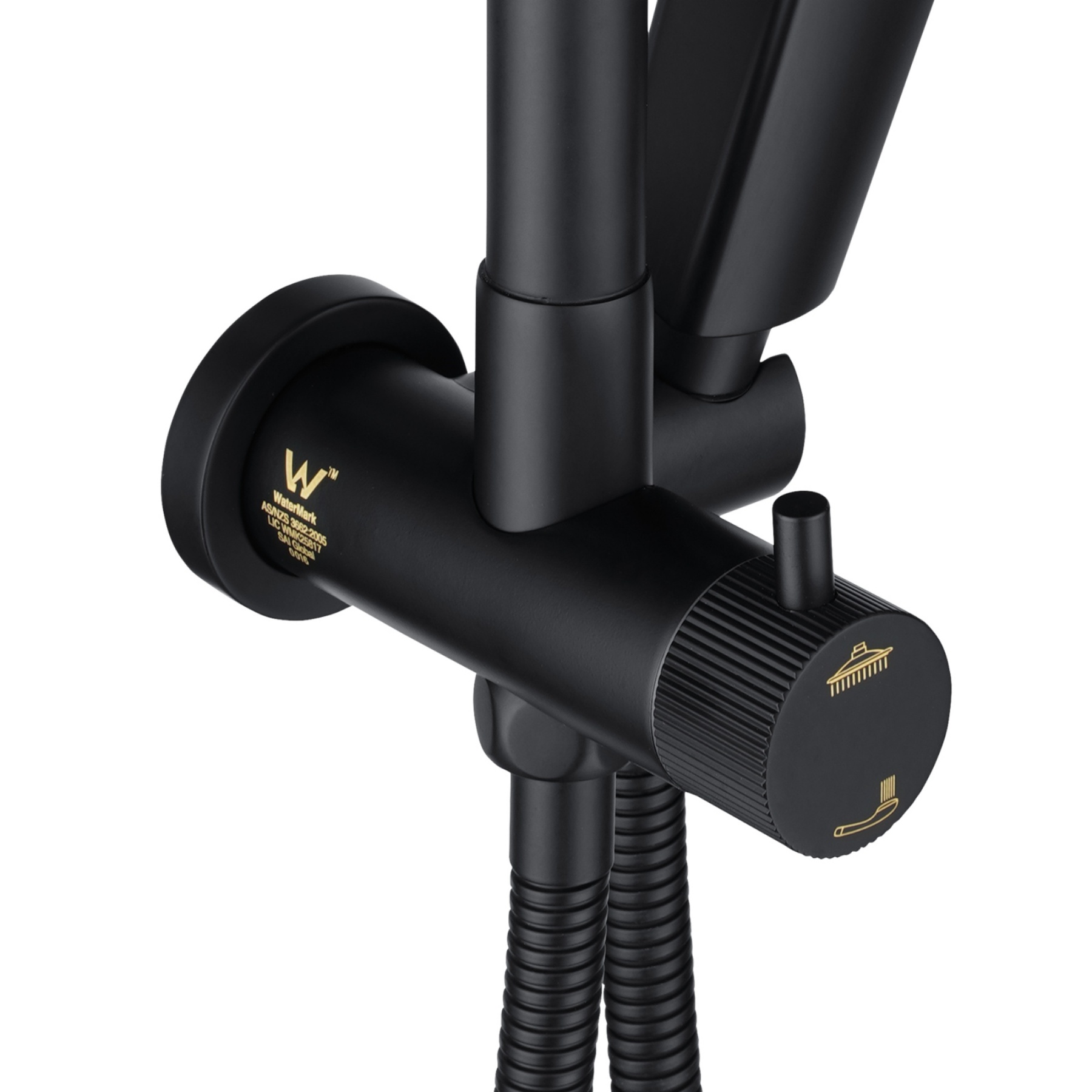 13'' Round Bathroom Rainfall Shower Head Set Gooseneck Shower Arm Diverter 4 Function High Pressure Handheld Shower Head Rose Chrome/Black