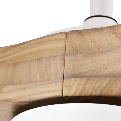 3 Timber Wooden Blades Ceiling Fan Indoor/Outdoor 6 Speed Reversible LED Light Remote Control Matt White & Natural/Matt Black & Mahogany