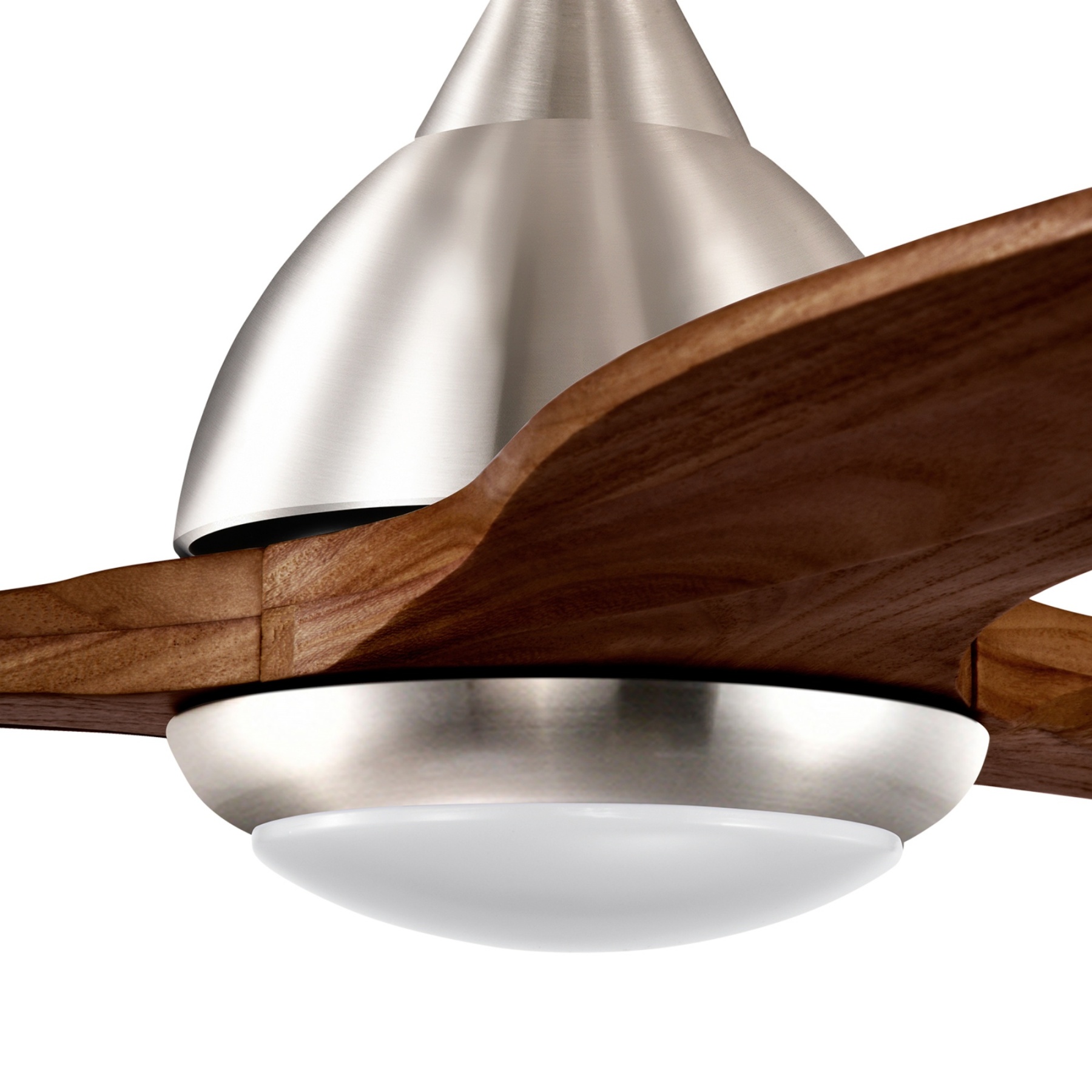 52'' 3 Timber Wooden Blades Ceiling Fan Indoor/Outdoor 6 Speed Reversible 3 LED Light Remote Control Chrome & Mahogany