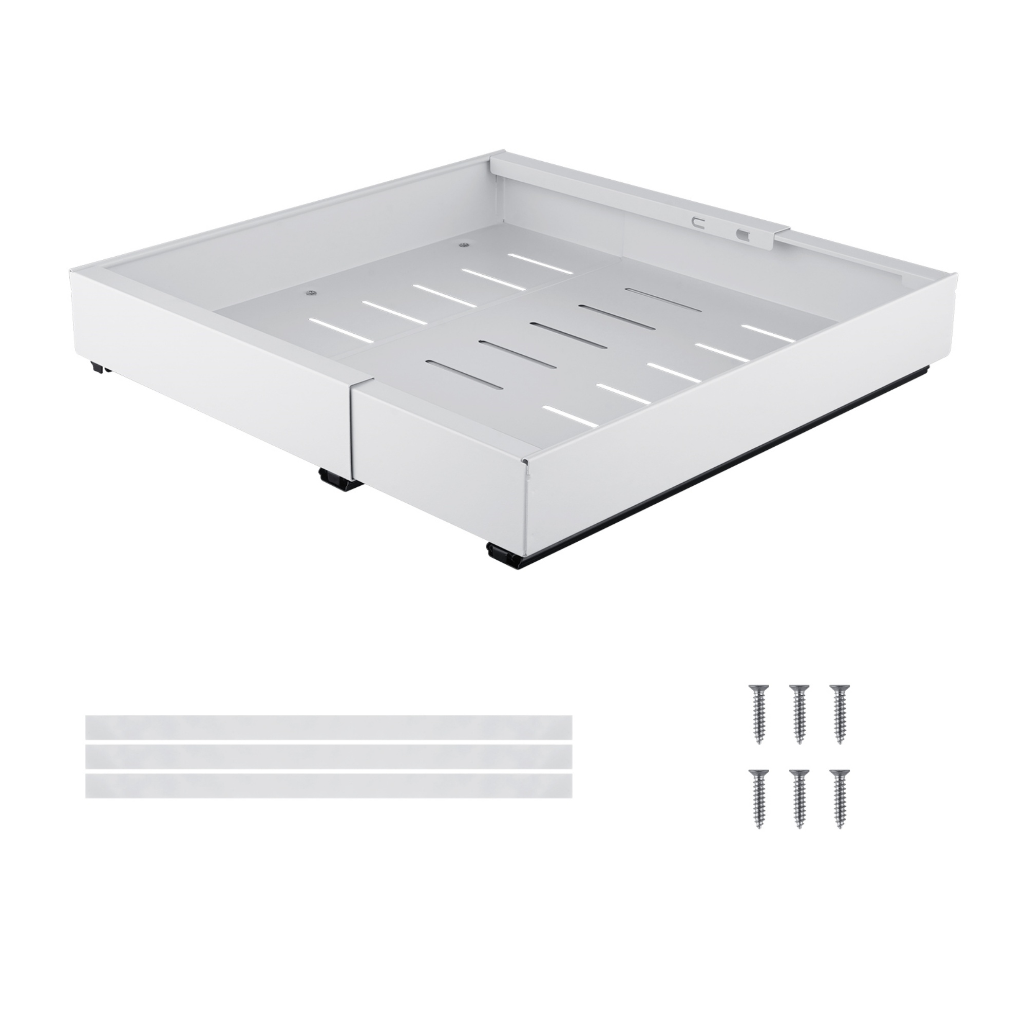 31-52cm Pull-Out Extendable Steel Cabinet Tray Kitchen Slide Drawer Organizer Rack Holder Storage Shelf