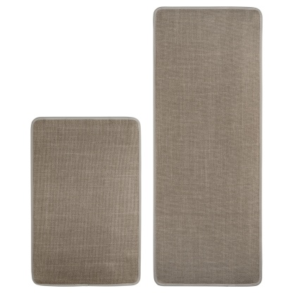 2 Piece 70cm 120cm Kitchen Floor Mat Set Non-Slip Home Laundry Hallway Rug Carpet Black/Khaki