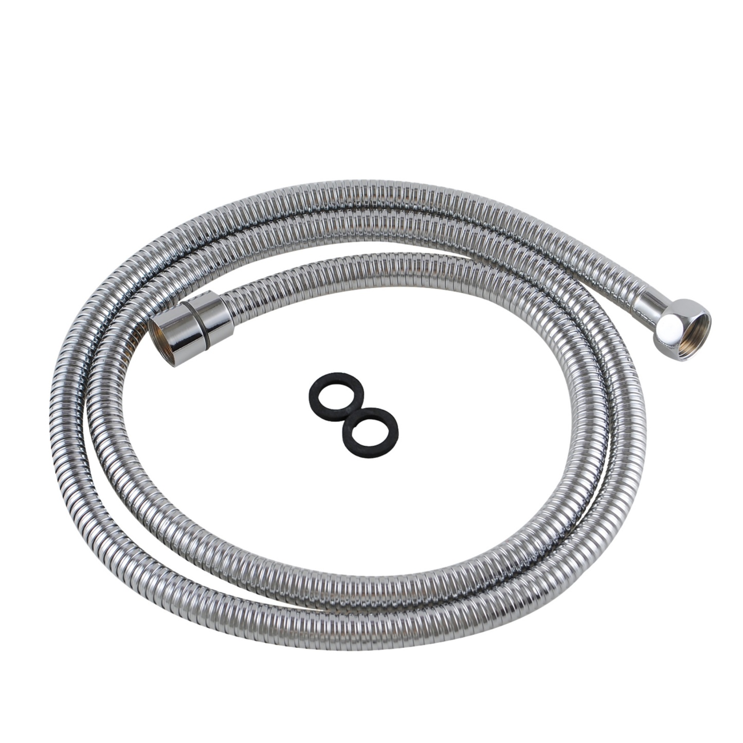 1.5m Round Stainless Steel Bathroom Handheld Shower Head Water Hose Chrome/Black