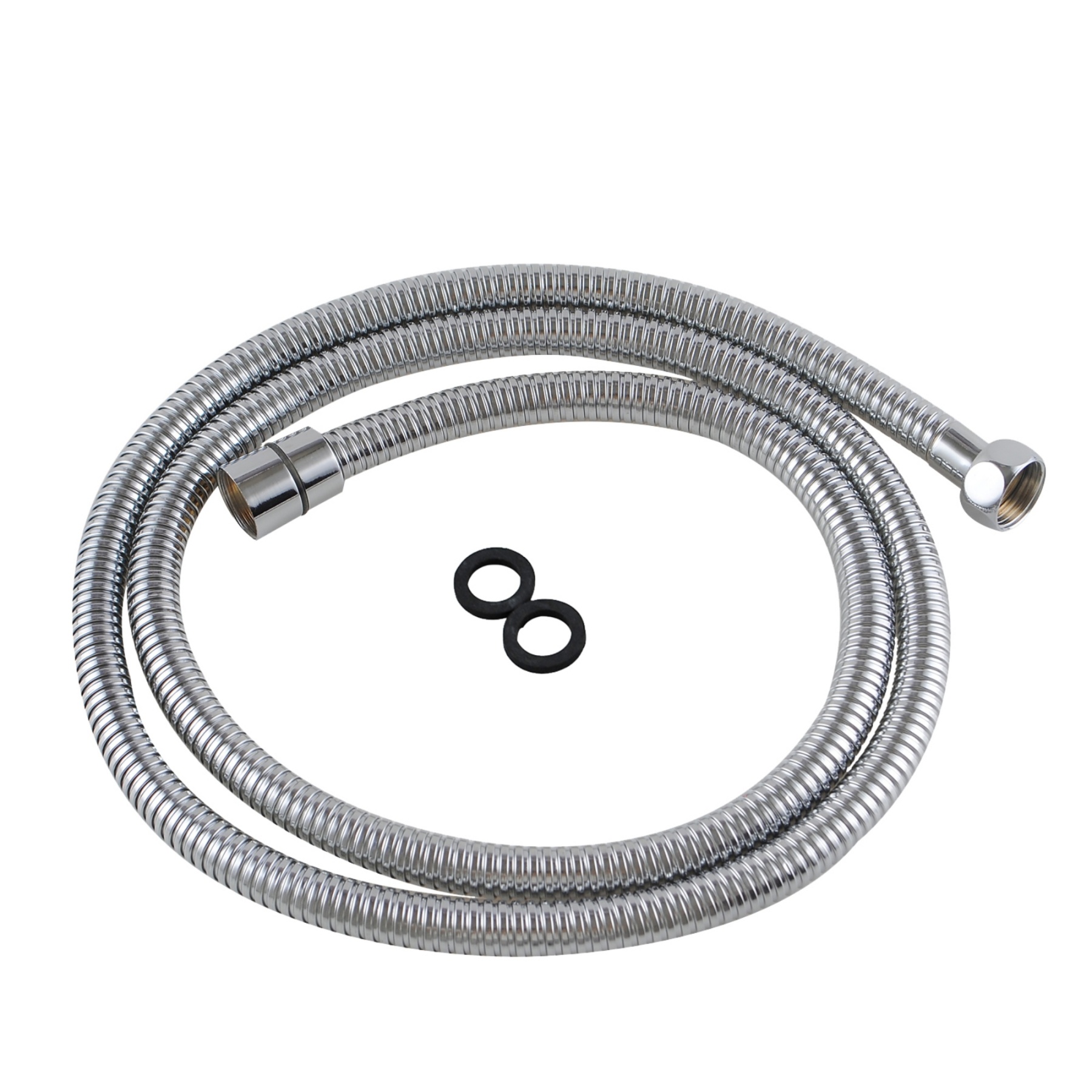 1.5m Round Stainless Steel Bathroom Handheld Shower Head Water Hose Chrome/Black