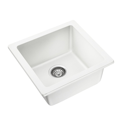 Granite Stone Single Bowl Kitchen Sink Oil-Proof Top/Under Mount Laundry Bar Basin Black/White