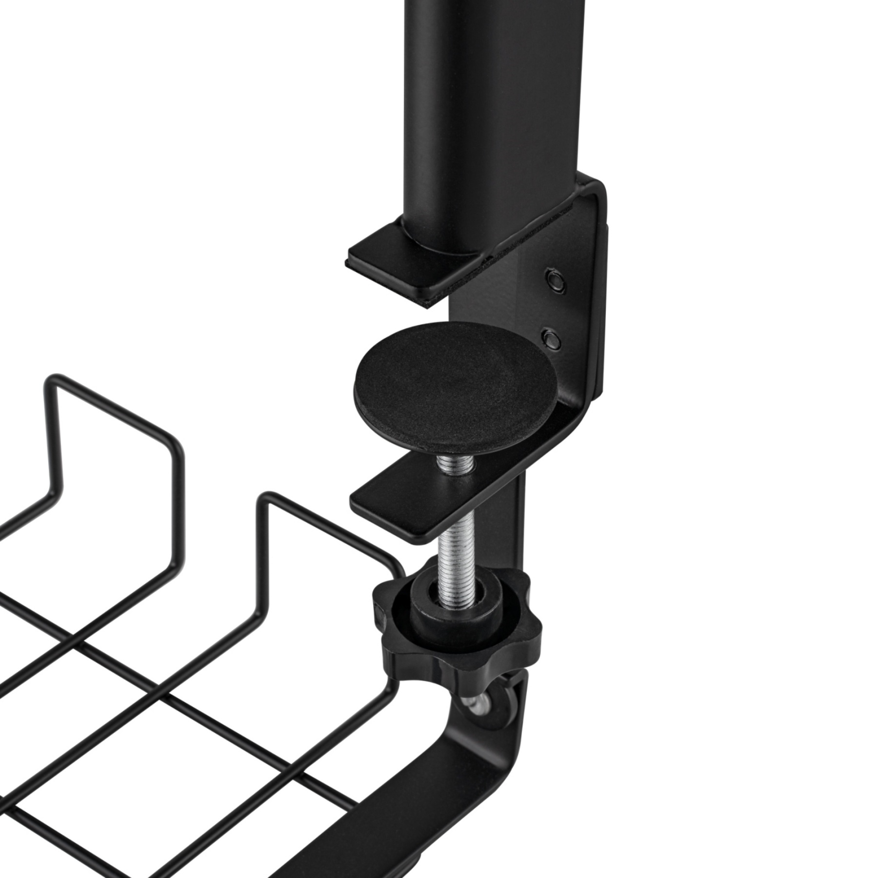 Clamp-on Cable Management Tray Desk Shelf Rack Under Desk Cable Holder Organizer Storage Rack Black