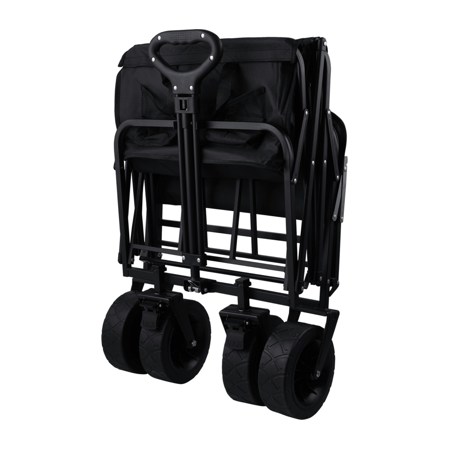 Outdoor Foldable Wagon Cart Extended Beach Garden Trolley Tabletop Lockable Wheels