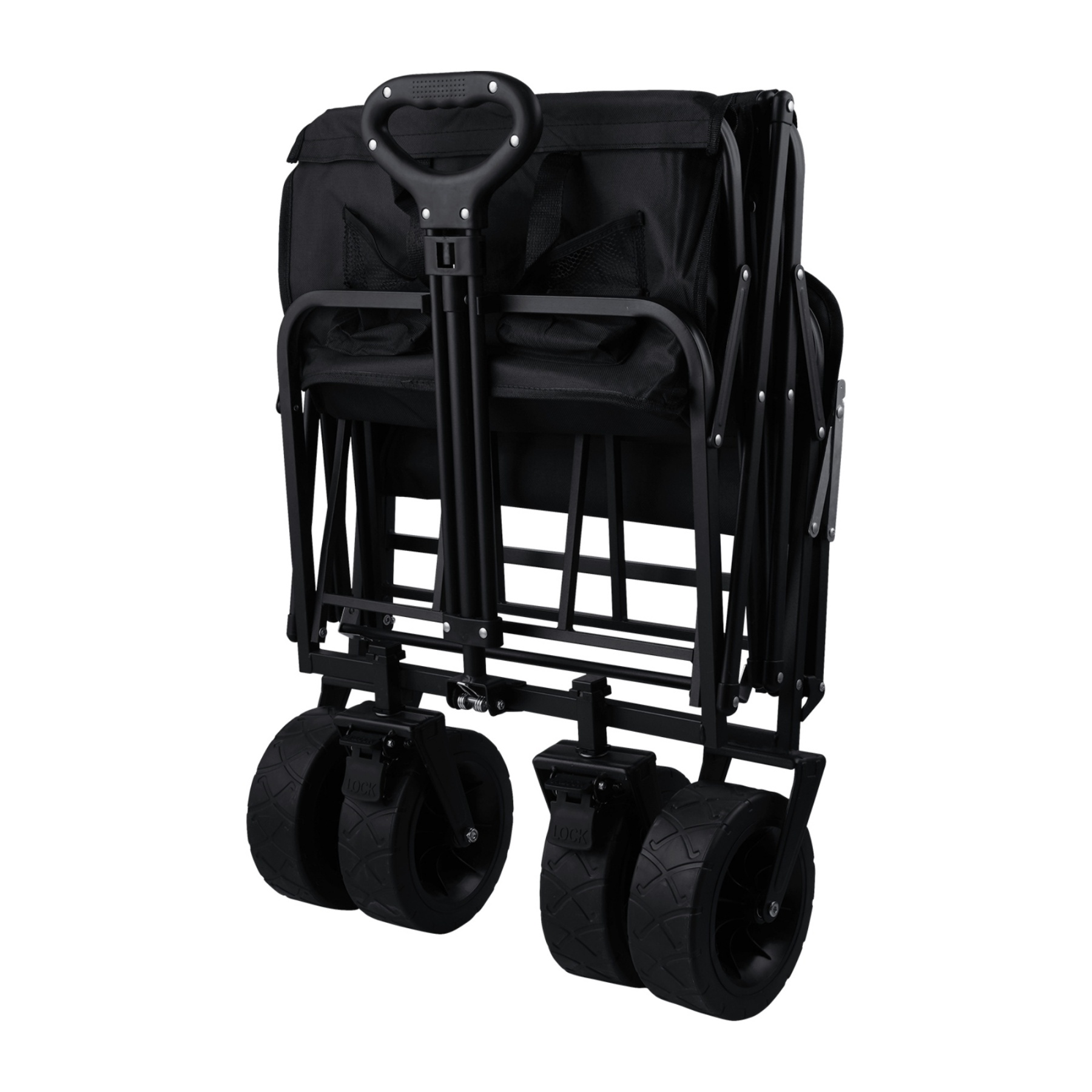 Outdoor Foldable Wagon Cart Extended Beach Garden Trolley Tabletop Lockable Wheels