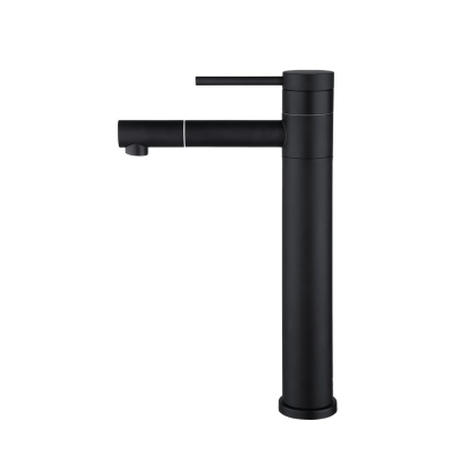 Stainless Steel Round Bath Basin Laundry Sink Vanity Tall Mixer Tap 360° Swivel Spout Flick Faucet Chrome/Black