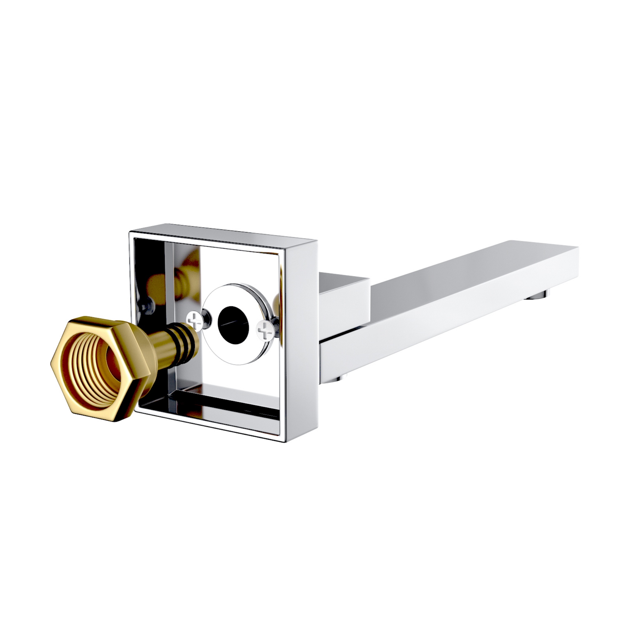 Square Brass Wall Bath Basin Sink Outlet Bathtub 360° Swivel Spout Wall Mounted Faucet