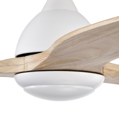 52'' Timber Wooden Blades Ceiling Fan Indoor/Under Cover Outdoor 6 Speed Reversible LED Light Remote Control Matt White & Natural/Matt Black & Ebony