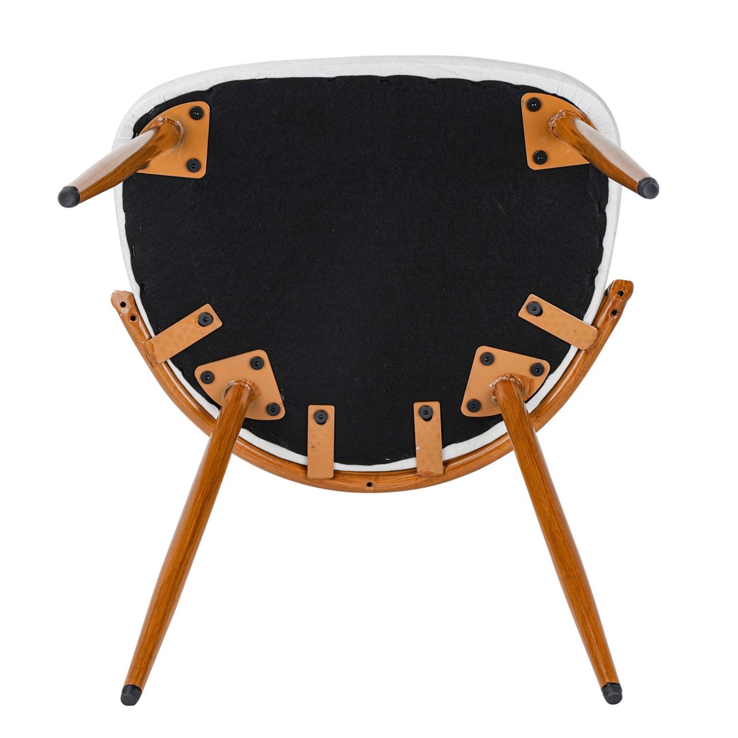 PU Leather Dining Side Chairs Curved Rattan Back Seat Metal Legs Set of 2 Black/White(Natural)