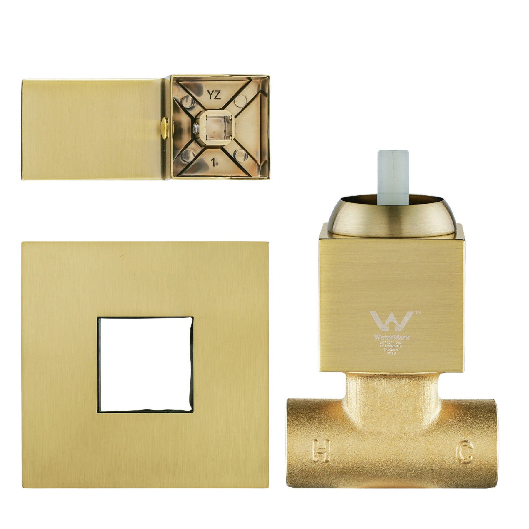 Square Brass Built-in Bath Shower Mixer Tap Bathroom Basin Sink Flick Mixer Tap Chrome / Matte Black / Brushed Yellow Gold / Gunmetal Grey