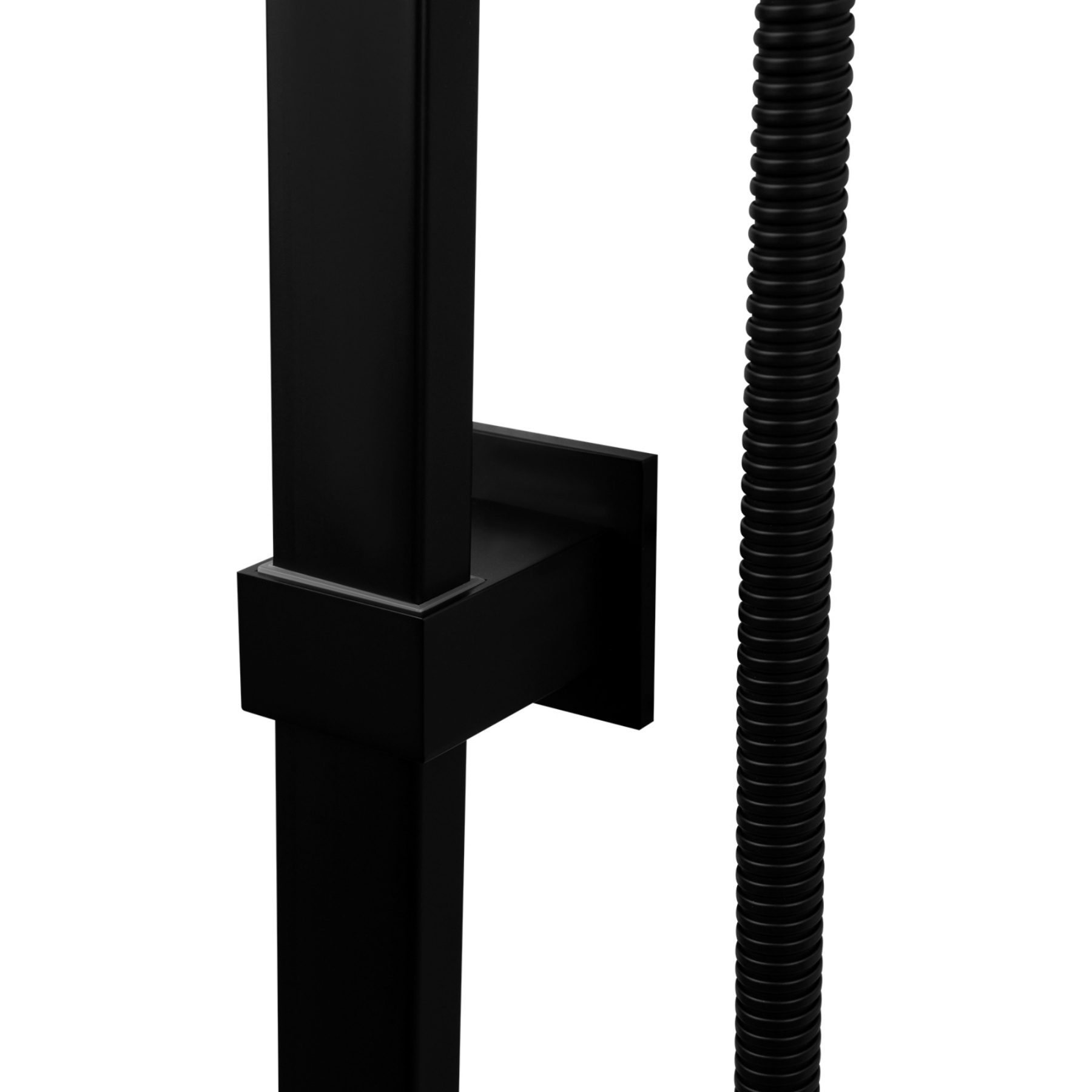 Bathroom Square Twin Rail Shower Body Sliding Rail Gooseneck Wall Arm Diverter 1.5m Shower Hose Chrome/Black