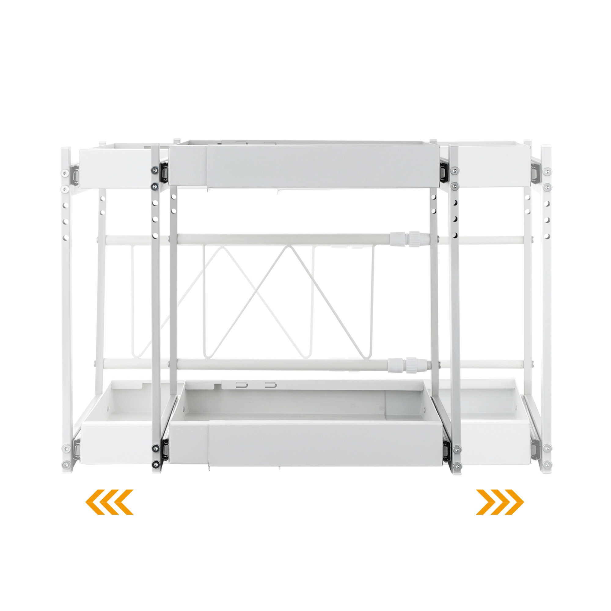 Kitchen Under Sink Cabinet Adjustable Width/Height Organizer Drawer Rack Pull Out Storage Holder Basket Shelf White