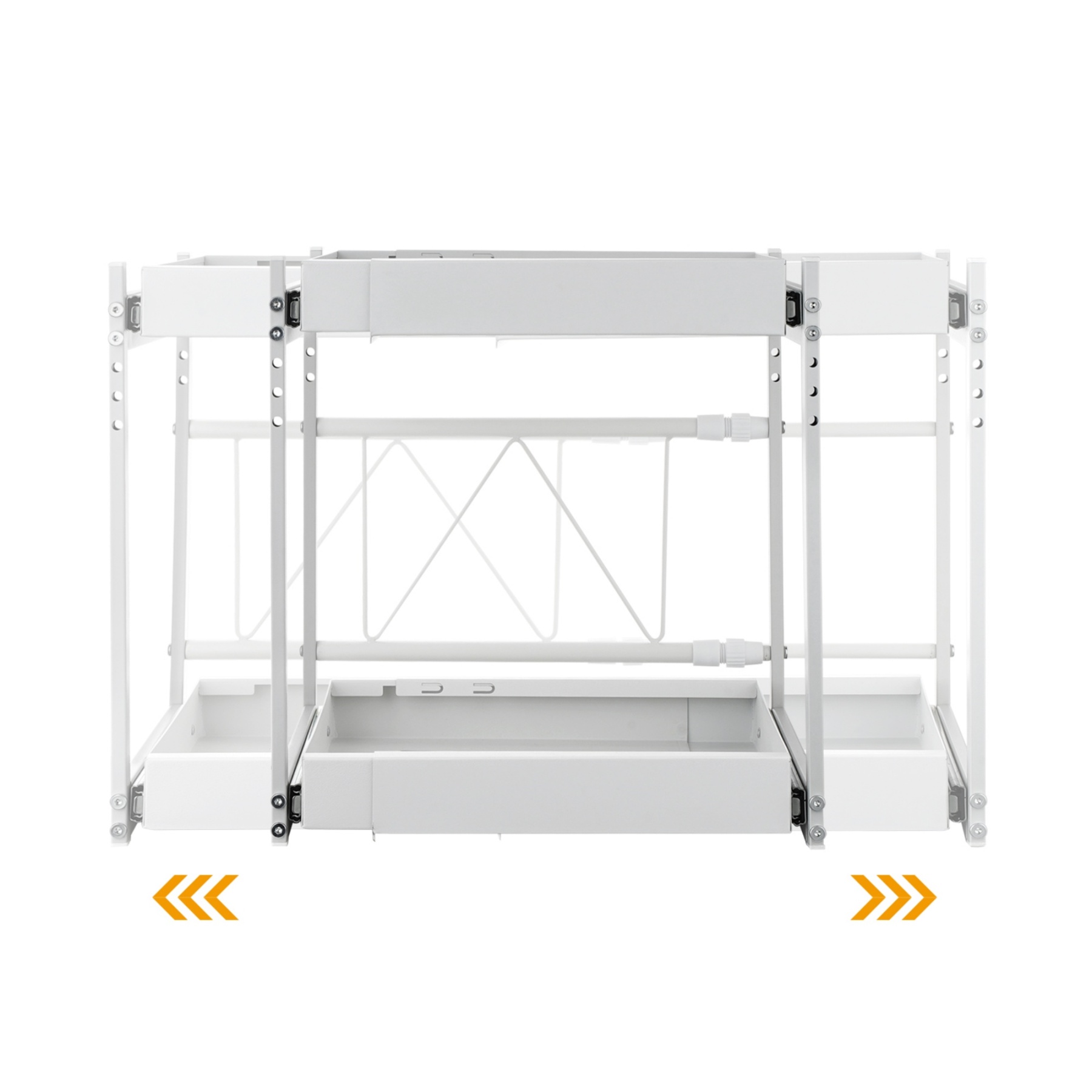 Kitchen Under Sink Cabinet Adjustable Width/Height Organizer Drawer Rack Pull Out Storage Holder Basket Shelf White