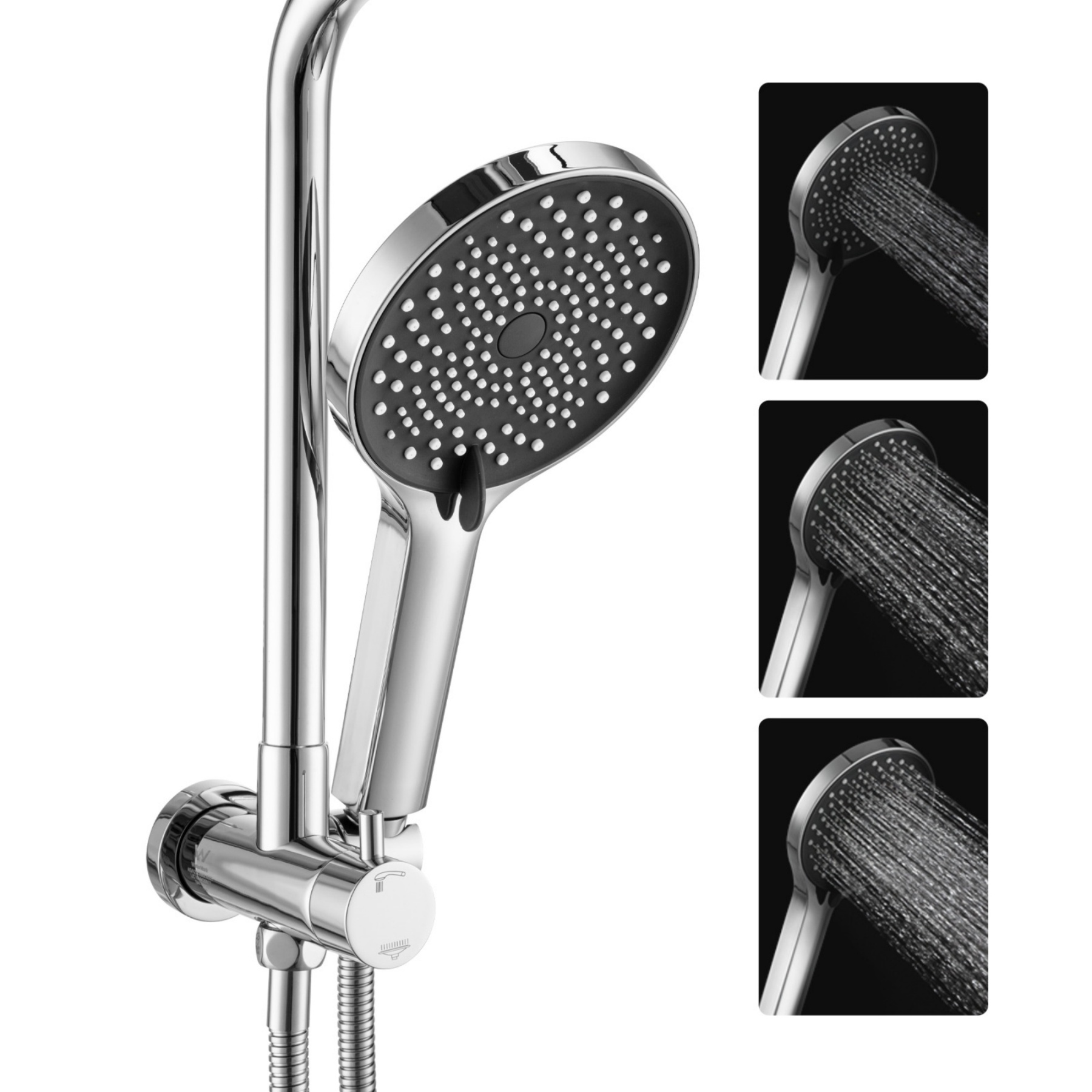 Chrome Short Stainless Steel Twin Shower Hand-held Shower Head Shower Arm Shower Head