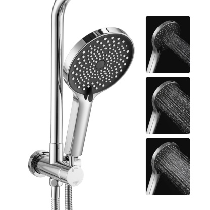 Chrome Short Stainless Steel Twin Shower Hand-held Shower Head Shower Arm Shower Head 