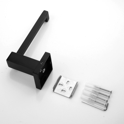 Square Toilet Paper Roll Holder Stainless Steel Wall Mounted Bathroom Toilet Tissue Hanger Hook Black/Chrome