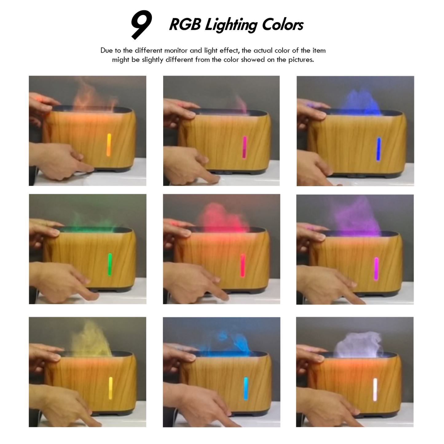 USB Essential Oil Aroma Diffuser 9 Colours Light Ultrasonic Mist Air Humidifier