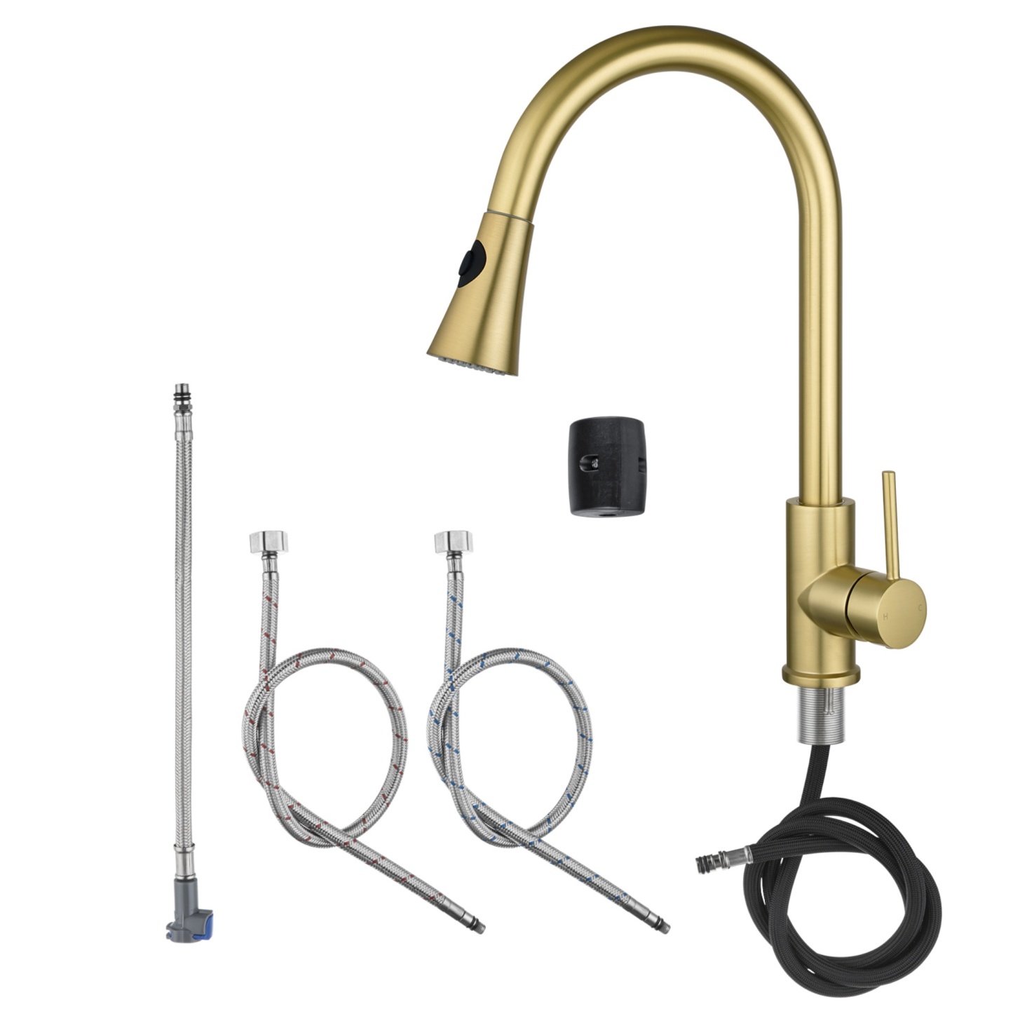 Swivel Pull Out Spout Kitchen Sink Basin Laundry Mixer Tap Brass WELS Black / Brushed Yellow Gold 