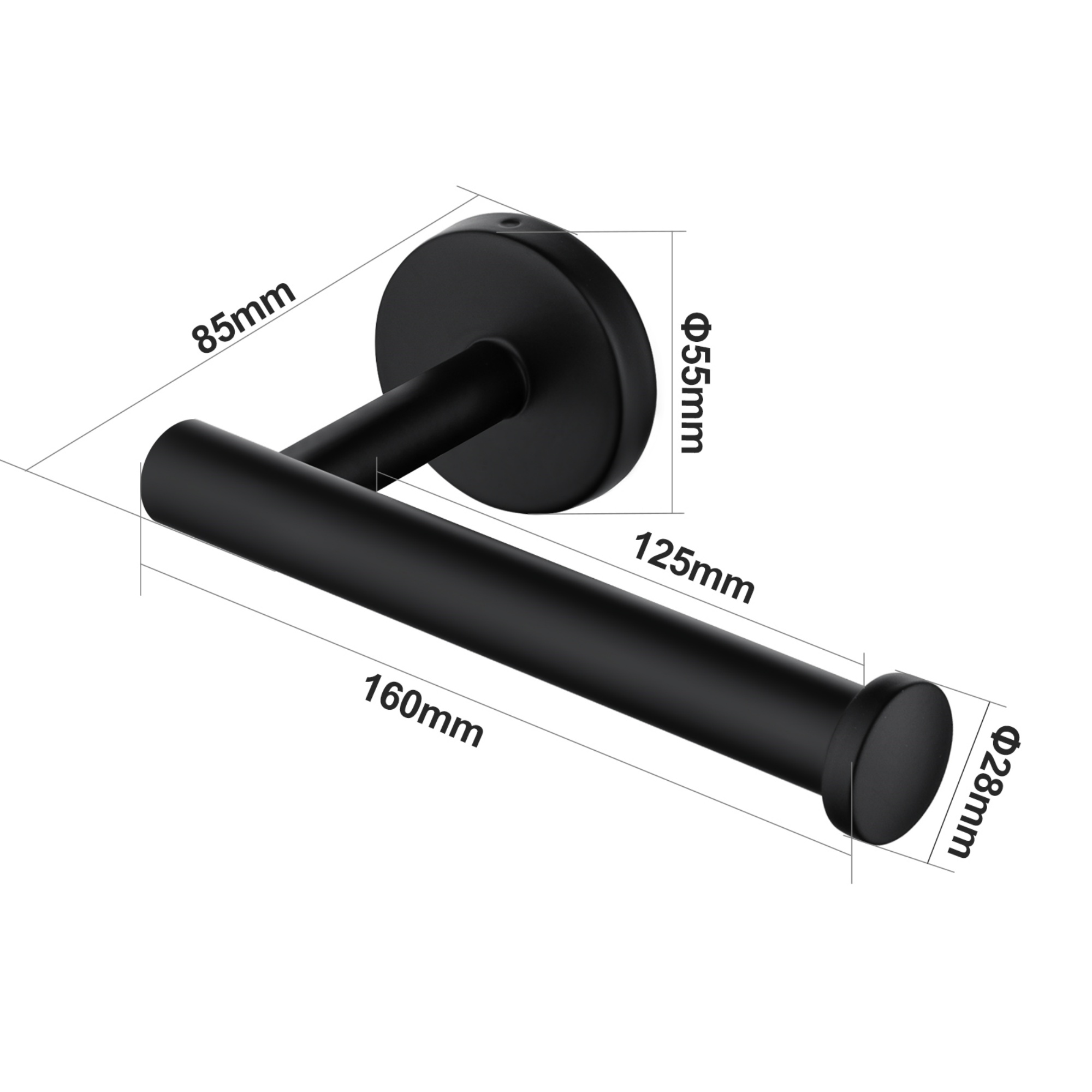160mm Stainless Steel Bathroom Toilet Paper Roll Holder Round Tissue Hook Rack Wall Mounted Black/Brushed Nickel