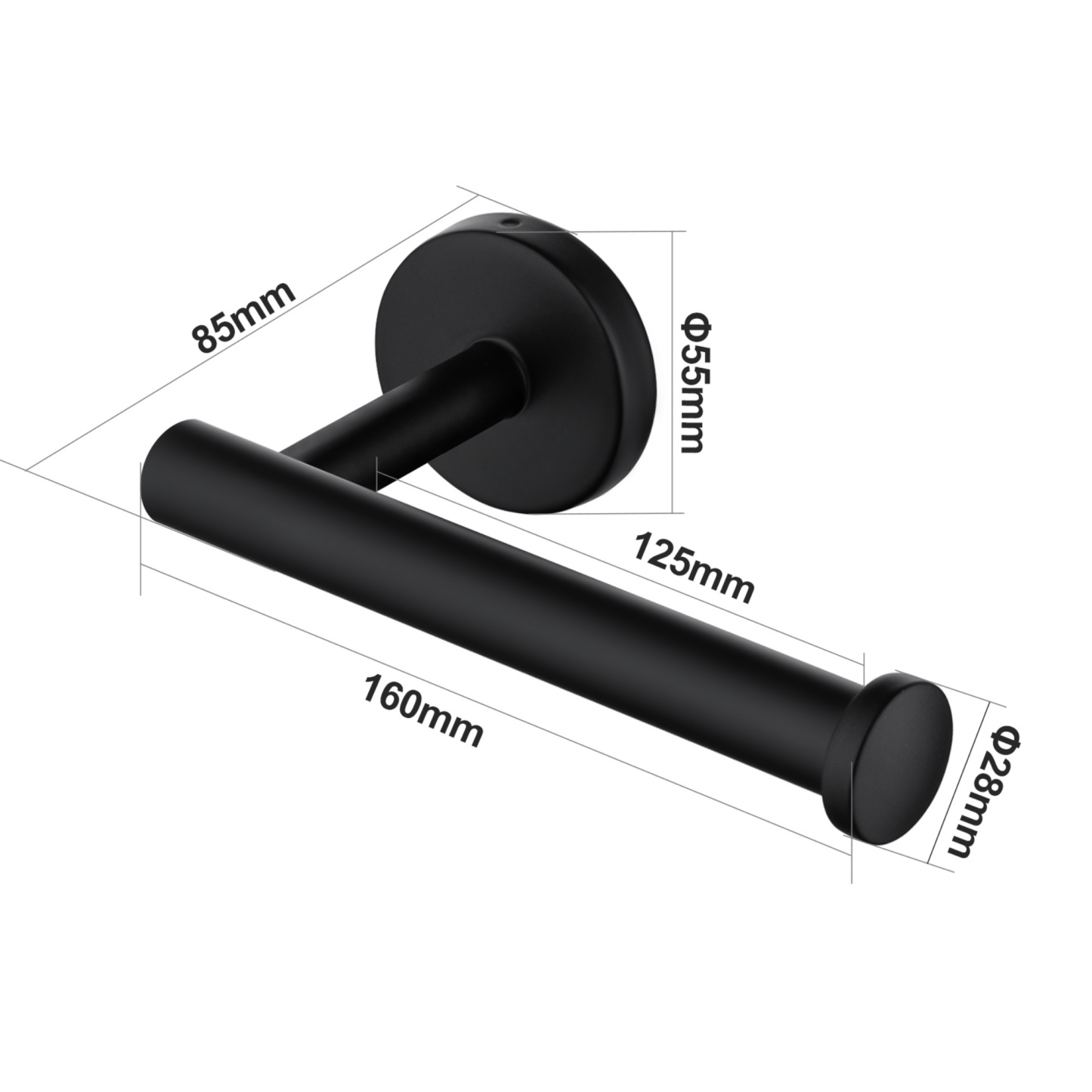 160mm Stainless Steel Bathroom Toilet Paper Roll Holder Round Tissue Hook Rack Wall Mounted Black/Brushed Nickel