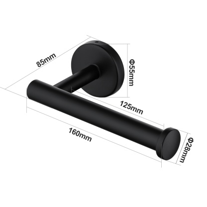 160mm Stainless Steel Bathroom Toilet Paper Roll Holder Round Tissue Hook Rack Wall Mounted Black/Brushed Nickel
