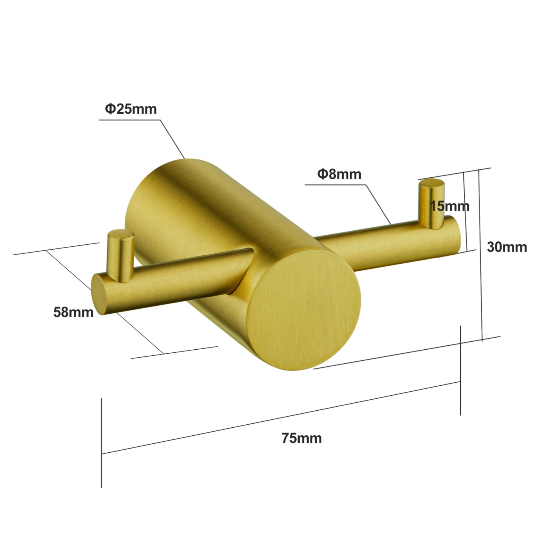 Bathroom Round Stainless Steel Robe Hook Wall Mounted Double Towel Clothes Hanger Holder Chrome/Matte Black/Brushed Yellow Gold