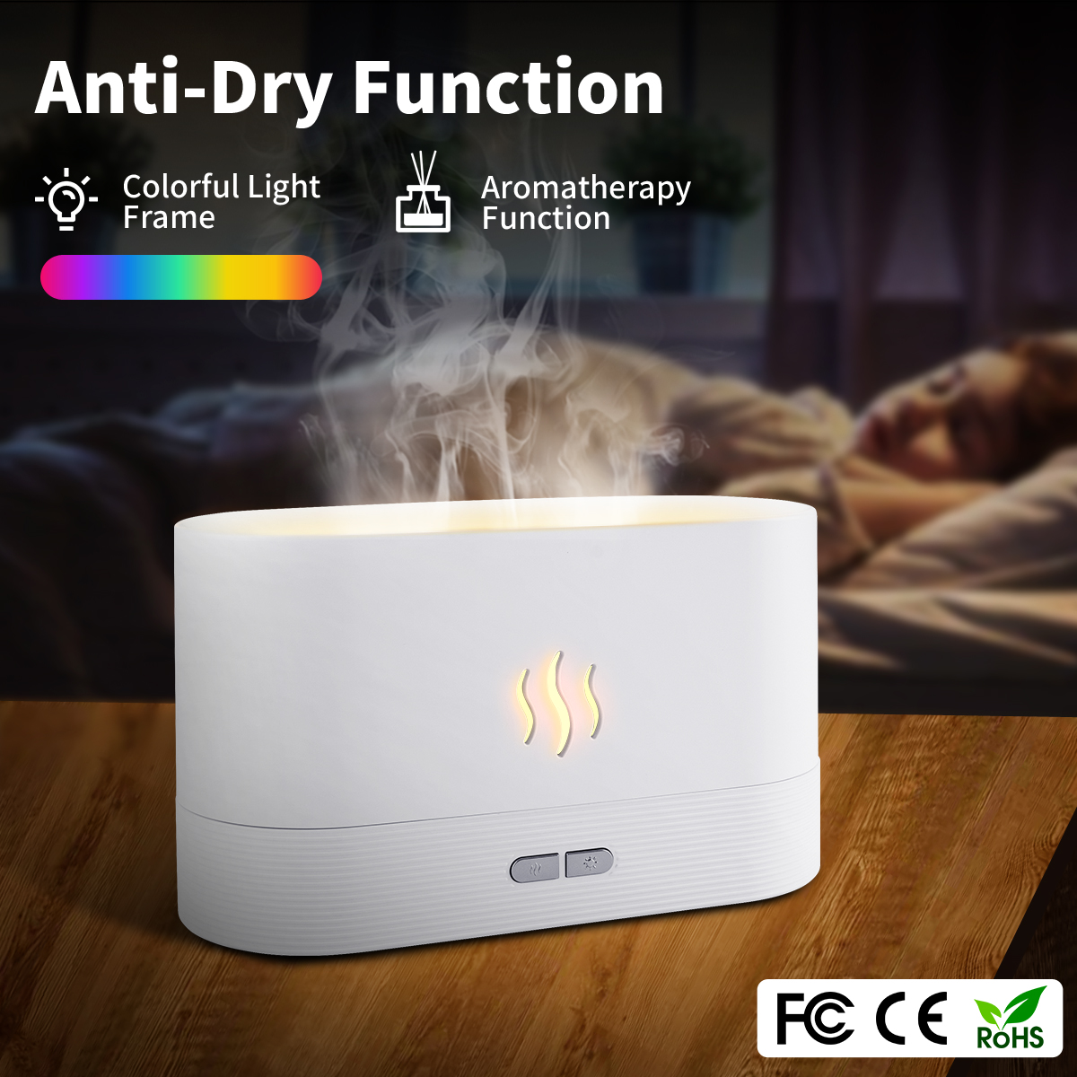 Aromatherapy Diffuser 7 Colours LED Light Ultrasonic Oil Humidifier Air Purifier