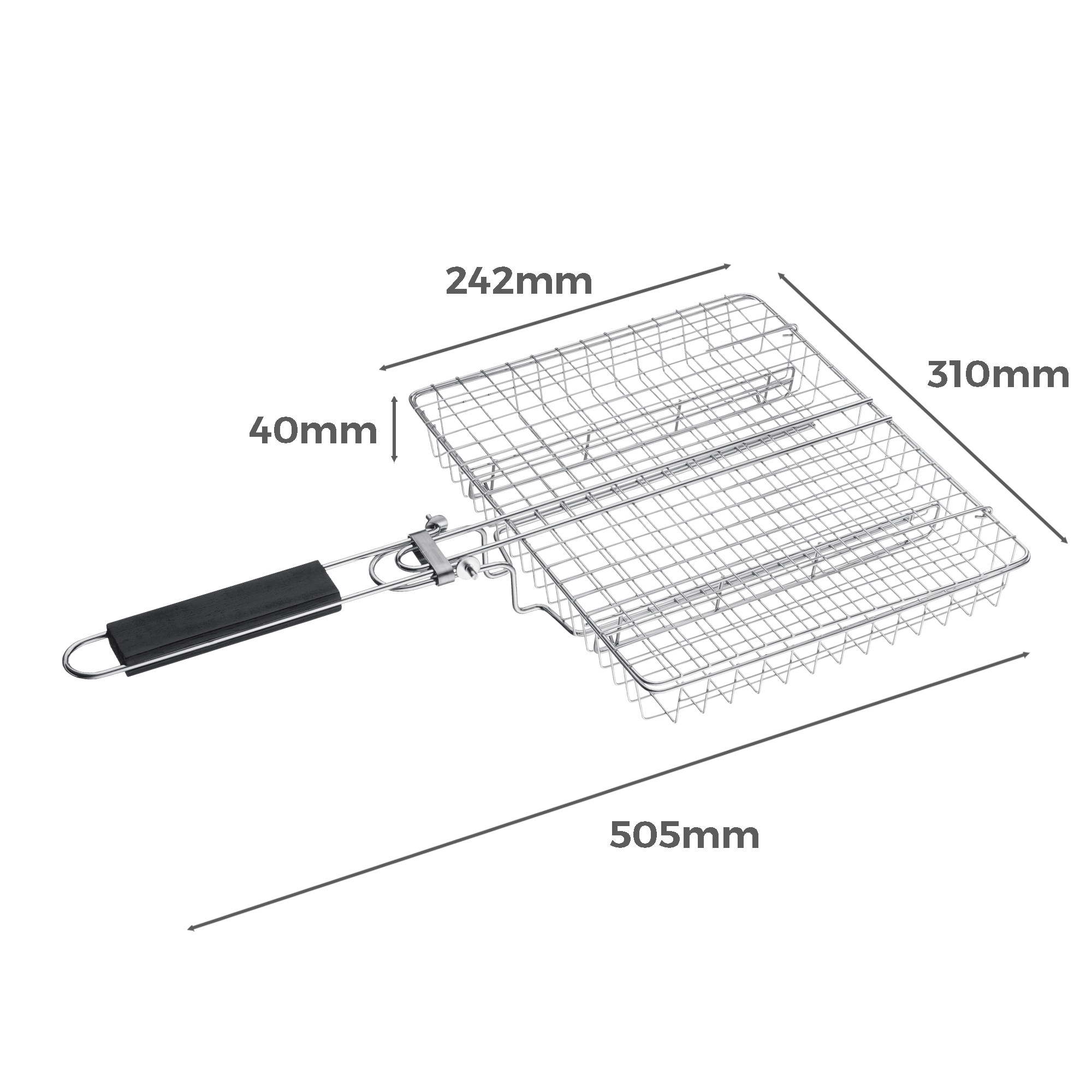 Rectangular Stainless Steel Grill Basket Outdoor Camping Portable BBQ Wire Mesh Rack Net Clamp 